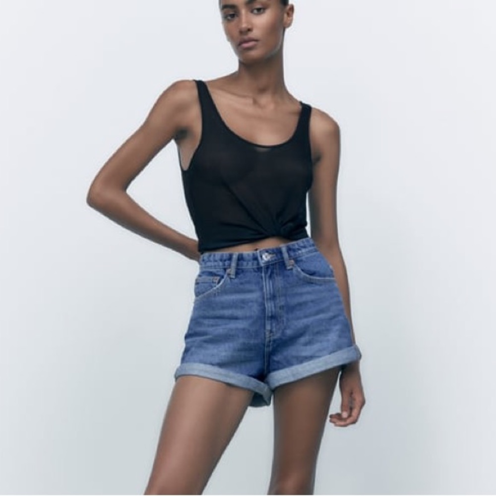 Zara Mom Fit Jean Shorts